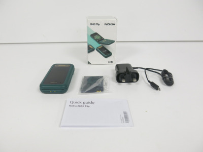 Nokia 2660 Flip Mobile Phone.Model TA-1469DS, Lush Green. Appears New/Unused.