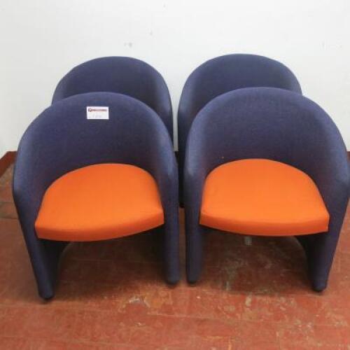 4 x Orange & Blue Fabric Office Reception Chairs