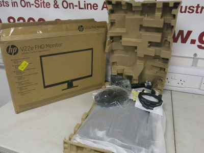 HP 22" FHD Monitor, Model V22e. Comes in Original Box.