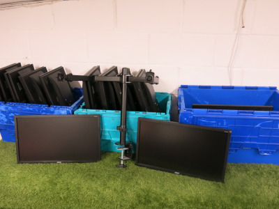 22 x Acer 22" LCD Monitor, Model V226HQL. Comes with 11 x Dual Arm Desk Monitor Mount.