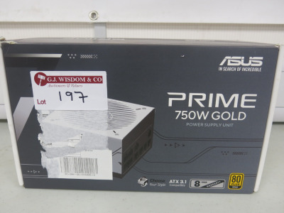 Asus Prime 750W Gold Power Supply Unit, Model AP-750G, S/N T2YENF0117612G3.