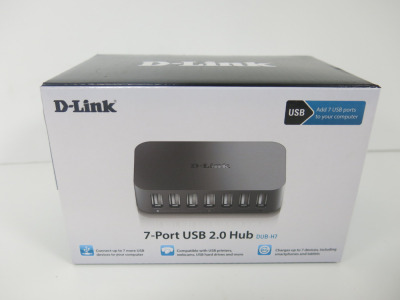 Boxed/New D-Link 7 Port USB 2.0 Hub, Model DUB-H7.