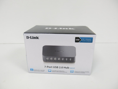 Boxed/New D-Link 7 Port USB 2.0 Hub, Model DUB-H7.