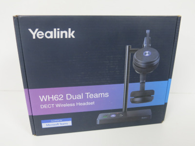 Yealink WH62 Dual Teams DECT Wireless Headset, Model WHD62.