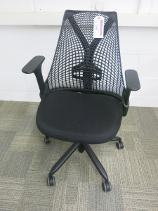Herman Miller Sayl Office Chair in Black. NOTE: arm wrests require attention.