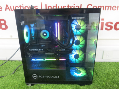 PC Specialists Gaming PC Running Windows 11. CPU AMD Ryzen 7 9800X3D, GPU-MSI GeForce RTX5080 16G Ventus 3x OC Plus, Motherboard ASUS Tuf Gaming B850 Plus Wifi, Ram 32GB (2 x 16GB) Corsair DDR5 6000 32GB KIT, Corsair MP600 Core XT 2TB SSD, Corsair RGB A10