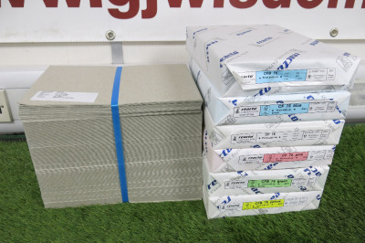 6 x Packs of Reacto Carbonless Multi-Coloured Paper, 500 Sheets per Pack & 1 x Pack of Emblem Grey Board, 270 x Sheets.