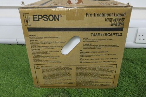 Box of Epson 20L Pre Treatmet Liquid, T43R1SC6PTL2 (Approx 95% Ful).