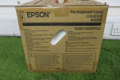 Box of Epson 20L Pre Treatmet Liquid, T43R1SC6PTL2 (Approx 95% Ful).