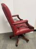 Reproduction Faux Oxblood Leather Captains Chair on Swivel Base. - 3