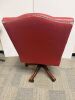 Reproduction Faux Oxblood Leather Captains Chair on Swivel Base. - 6