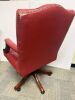 Reproduction Faux Oxblood Leather Captains Chair on Swivel Base. - 7