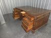 Reproduction Partners Desk with 3 Section Embossed Faux Leather Inlay Top. Size 180 x 102cm.