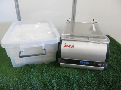 Sirman Chamber Vacuum Sealer, Model EasyVac Touch 25 BX, S/N 65BCJ0153. Comes with a Large Quantity of Large & Small Pouches.