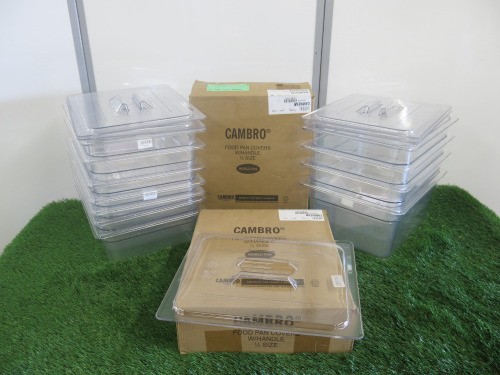 11 x Cambro 1/2 Plastic GN Container. Comes with 14 x Lids.