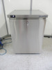 Precision Stainless Steel Single Door Undercounter Freezer, Model LPU150, S/N 197676. Size H81 x W60 x D63cm. Comes with Keys. NOTE: installed new and appears never used.