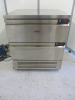 Foster Commercial Flex Drawer Fridge/Freezer Counter with 2 Drawers, Model 35-105 FFC4/2, S/N E6078795, YOM 2023. Size H90 x W78 x D70cm. Appears Little Used. Comes with Keys & Operators Manual. NOTE: installed new and appears hardly used.
