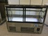 Diaminox Curved Glass Display Fridge with Black Finish & Stainless Steel Base, Model DX-1500CF2. Size H120 x W150 x D73cm. NOTE: damage to rear sliding door As Viewed/Pictured. - 4