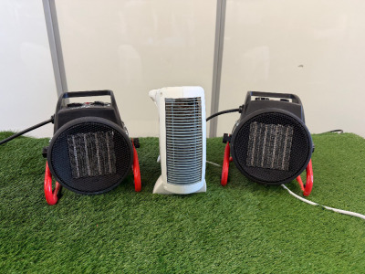 3 x Heaters to Include: 2 x RS Pro Fan Heaters, Model BGP150602 & 1 x Kingfisher FH-901 Heater.