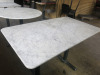 7 x Assorted Sized Marble Top Dining Tables to Include: 3 x Rectangular with Twin Metal Pedestal Legs, Size H75 x W120 x D70cm, 2 x Square with Single Metal Pedestal Legs, Size H75 x W70 x D70cm & 2 x Round Dia 75cm x Dia 120 & 90cm. - 6