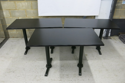 5 x Black Wood Top Table with Black Metal Legs. Size H75 x W120 x D70cm.