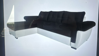 Black & White Corner Sofa (In Sections Unchecked at Buyers Risk).