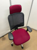 Orangebox Office Swivel Chair with Purple Fabric Seat/Headrest, Mesh Back & Chrome Legs. - 2