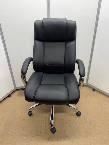 Office Boffins Texas Heavy Duty Black Bonded Leather Office Swivel Chair, with Chrome Legs.