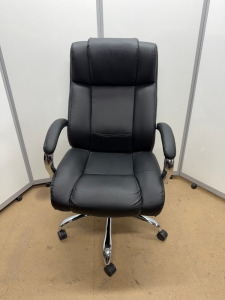 Office Boffins Texas Heavy Duty Black Bonded Leather Office Swivel Chair, with Chrome Legs.