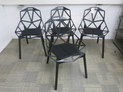 4 x Konstantin Grcic Chair One for Magis Stacking Chairs. Comes with 4 x Seat Cushions.