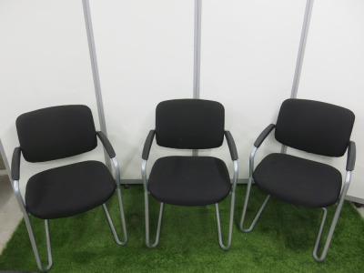5 x Connection Havana Medium Back, Black Fabric Chairs, with Chrome Legs.
