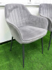 2 x Klihome Grey Suede Dining Chairs with Black Legs. - 3