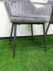 2 x Klihome Grey Suede Dining Chairs with Black Legs. - 5