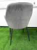 2 x Klihome Grey Suede Dining Chairs with Black Legs. - 7