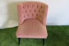 Pair of Pink Velvet Button Back Chairs with Black Legs. - 3