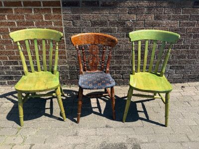 3 x Wooden Vintage Dining Chairs.