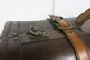 Stained Wood Briefcase with Brown Leather & Brass Hardware. Size H40 x W49 x D22cm. - 3
