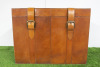 Large Brown Leather Trunk with Brass Buckles. Size H46 x W61 x D46cm.