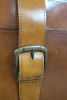 Large Brown Leather Trunk with Brass Buckles. Size H46 x W61 x D46cm. - 2