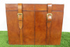 Brown Leather Trunk with Brass Buckles. Size H39 x W50 x D39.