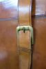 Brown Leather Trunk with Brass Buckles. Size H39 x W50 x D39. - 2