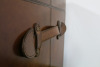 Brown Leather Trunk with Brass Buckles. Size H39 x W50 x D39. - 4
