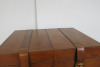 Brown Leather Trunk with Brass Buckles. Size H39 x W50 x D39. - 3