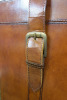 Brown Leather Trunk with Brass Buckles. Size H39 x W50 x D39. - 2