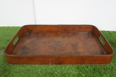 The East India Company Brown Leather Display Tray. Size 58 x 36cm.