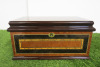 The East India Company Decorative Polished Wood Chest with Velvet Lined Interior, Gold Hardware & 2 x Tea Storage Tins. Comes with Original Box. NOTE: chest is open, missing key.