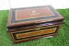 The East India Company Decorative Polished Wood Chest with Velvet Lined Interior, Gold Hardware & 2 x Tea Storage Tins. Comes with Original Box. NOTE: chest is open, missing key. - 2