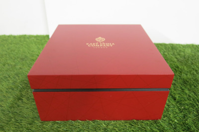 The East India Company Red Remarkable Connections Storage Box with Black Velvet Interior, Gold Inscription & 9 Part Storage Tray. Comes with Original Box.