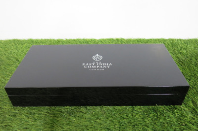 The East India Company Black Gloss Coin Box with Velvet Interior. Comes with Original Box.