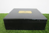 The East India Company Black Wood Storage Box with Gold Plaque & Black Velvet Interior. Size H10 x W32 x D31cm.